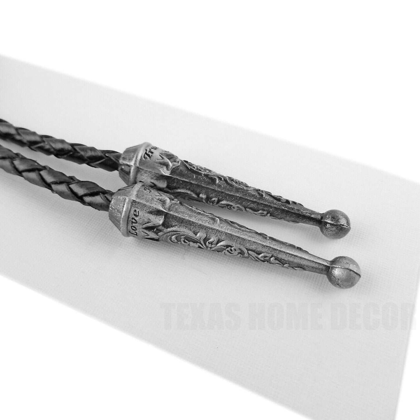 Oval Geometric Bolo Tie Southwestern Antique Silver 40" Adjustable Leather Cord