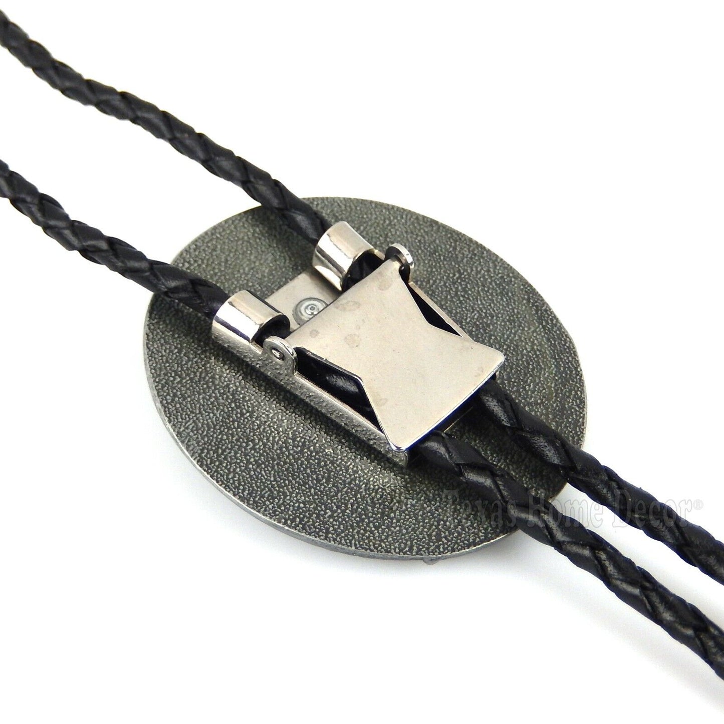 Howling Wolf Bolo Tie Silver Tone 42" Leather Cord Color Enamel Detailed Tips
