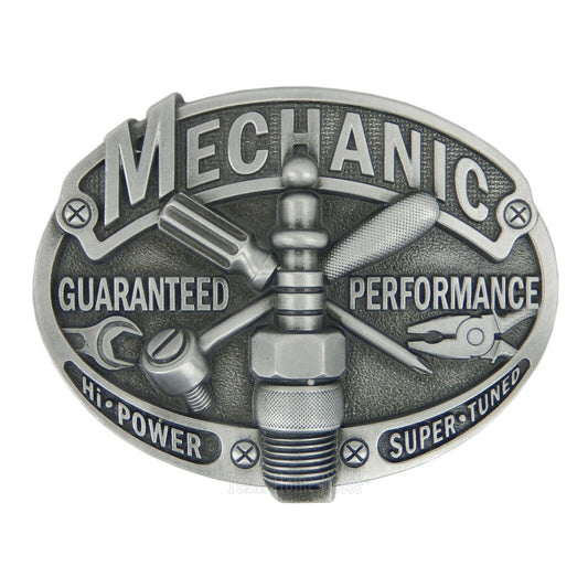 Mechanic Men's Belt Buckle Antique Silver Fits up to 1.5" Belt Width