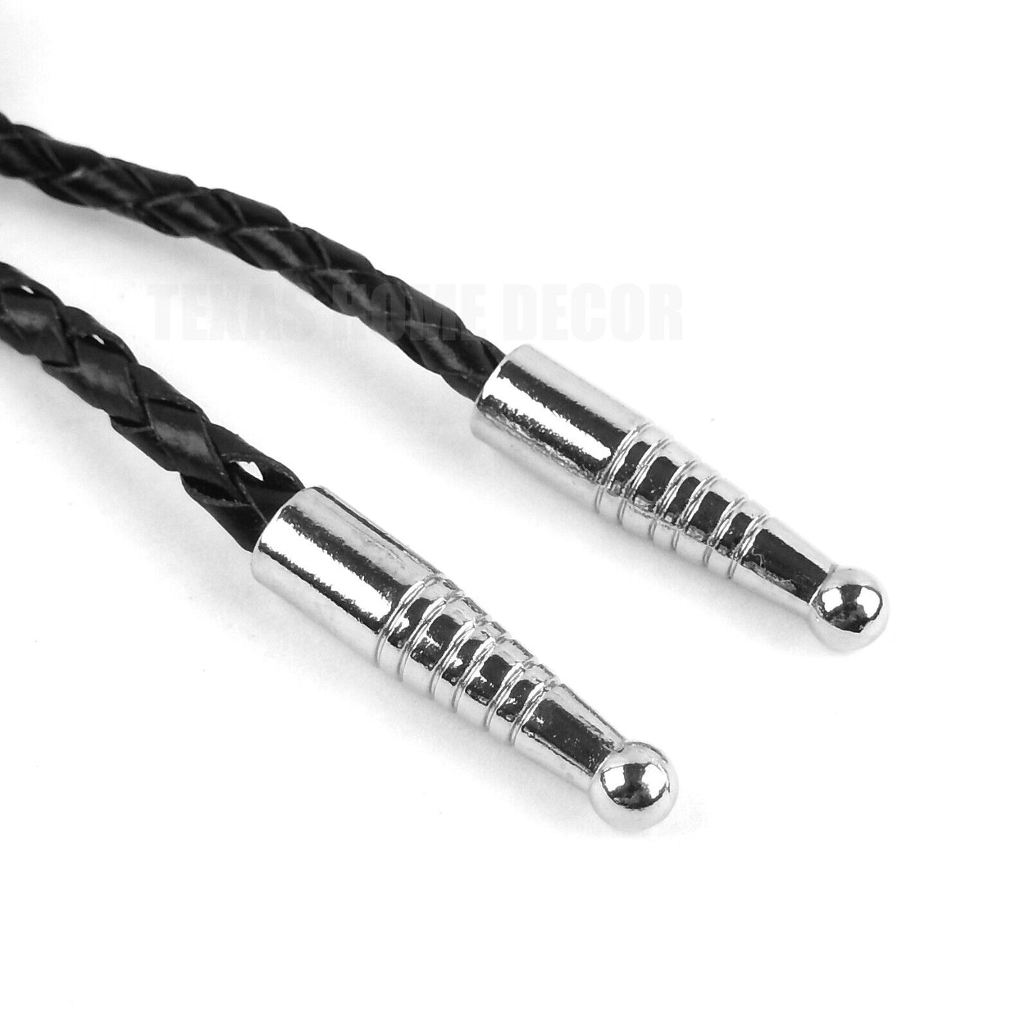 Gold Texas Star Silver Concho Bolo Tie 40" Adjustable Genuine Leather Cord