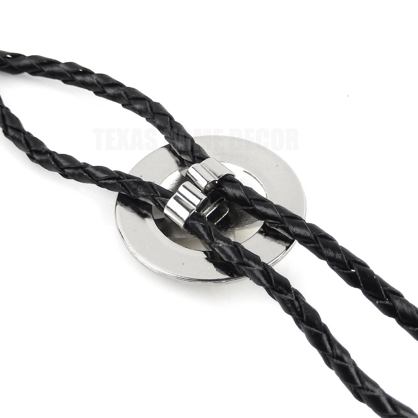 Gold Texas Star Silver Concho Bolo Tie 40" Adjustable Genuine Leather Cord
