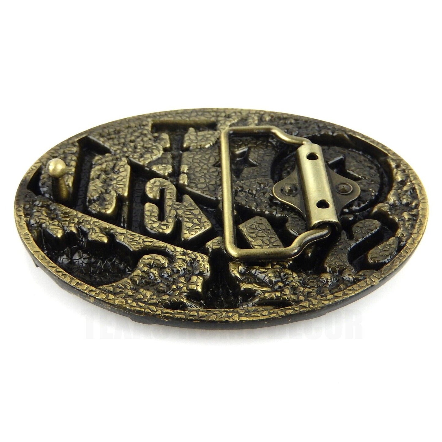 Texas Themed Men's Belt Buckle Armadillo Longhorn Star Bronze Fits 1.5" Belts