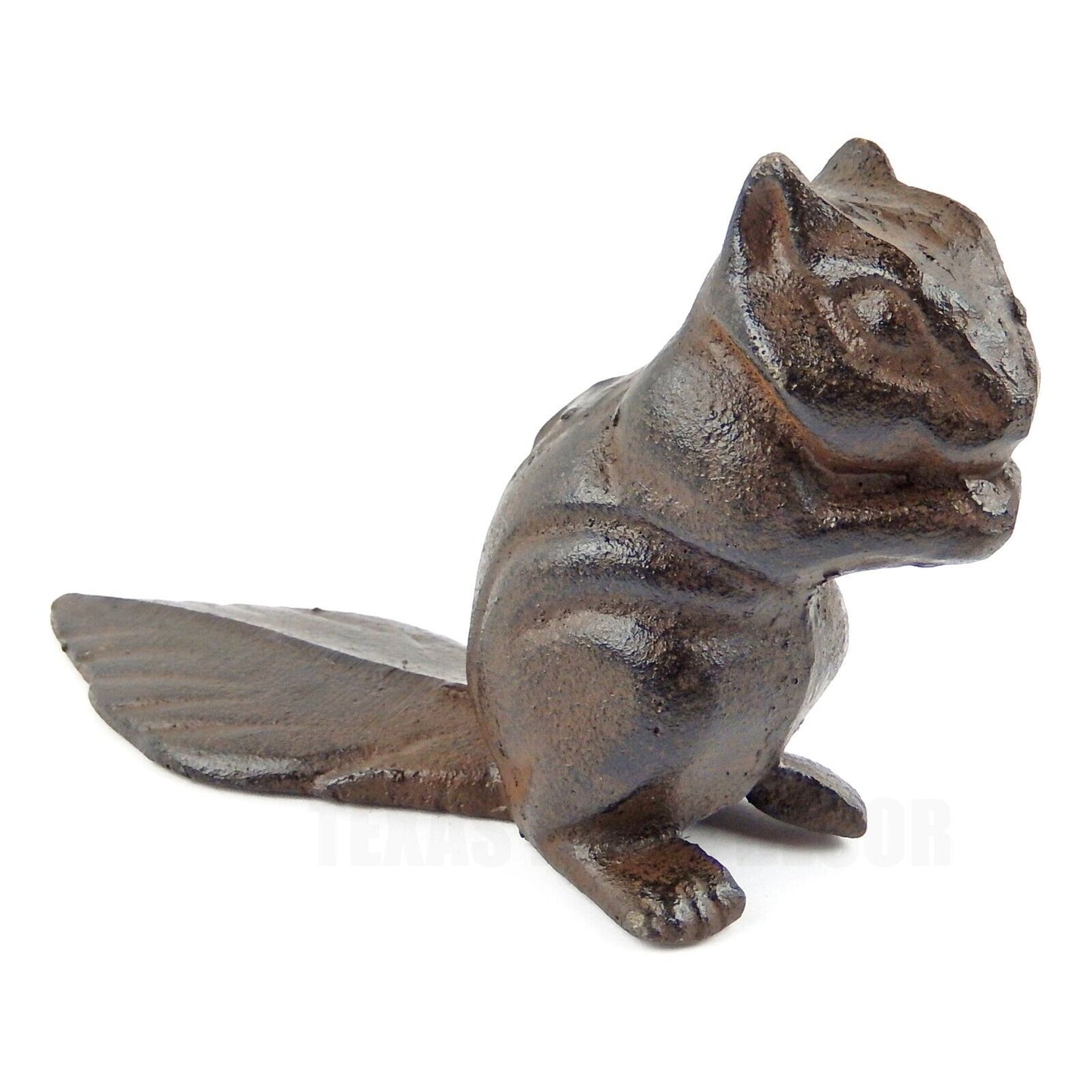 Brown Cast Iron Squirrel Figurine Statue Garden Tree Stump Yard Porch Decor
