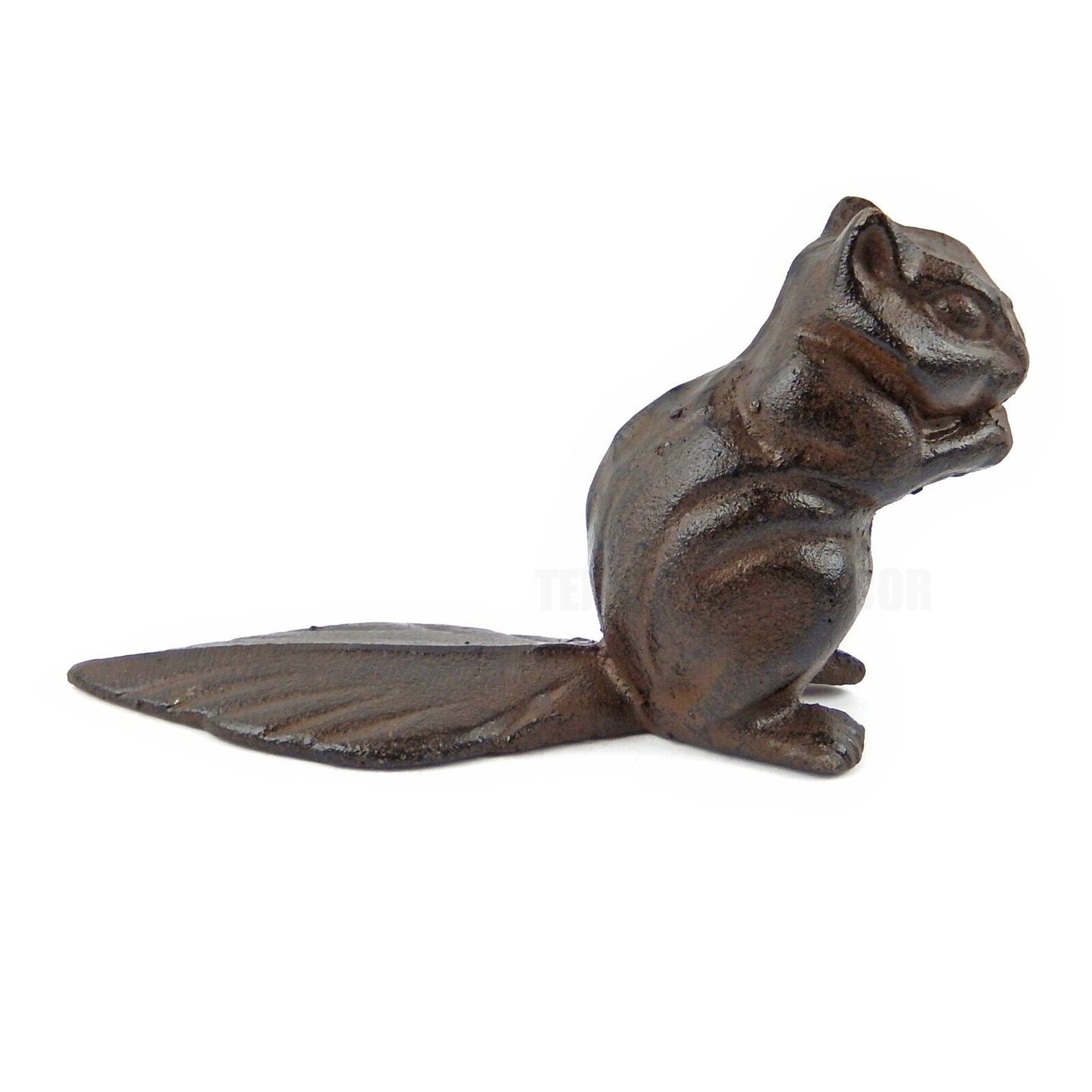 Brown Cast Iron Squirrel Figurine Statue Garden Tree Stump Yard Porch Decor