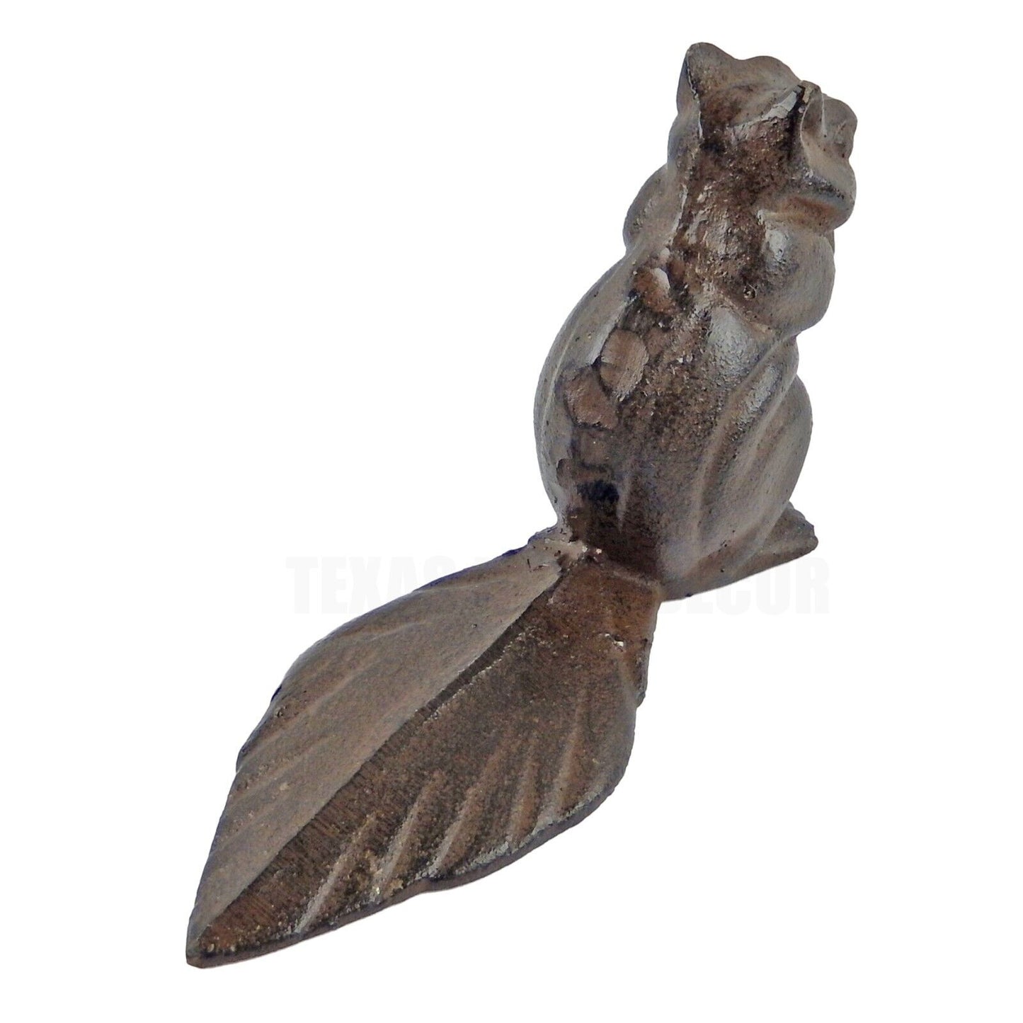 Brown Cast Iron Squirrel Figurine Statue Garden Tree Stump Yard Porch Decor