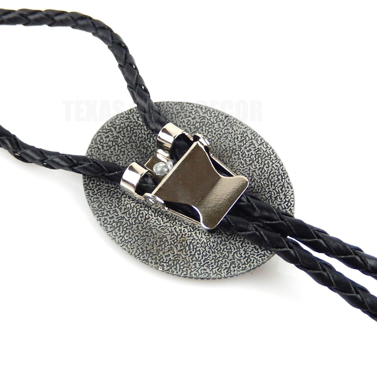 Turquoise Oval Aztec Style Bolo Tie 40" Genuine Leather Cord Antique Silver Tone