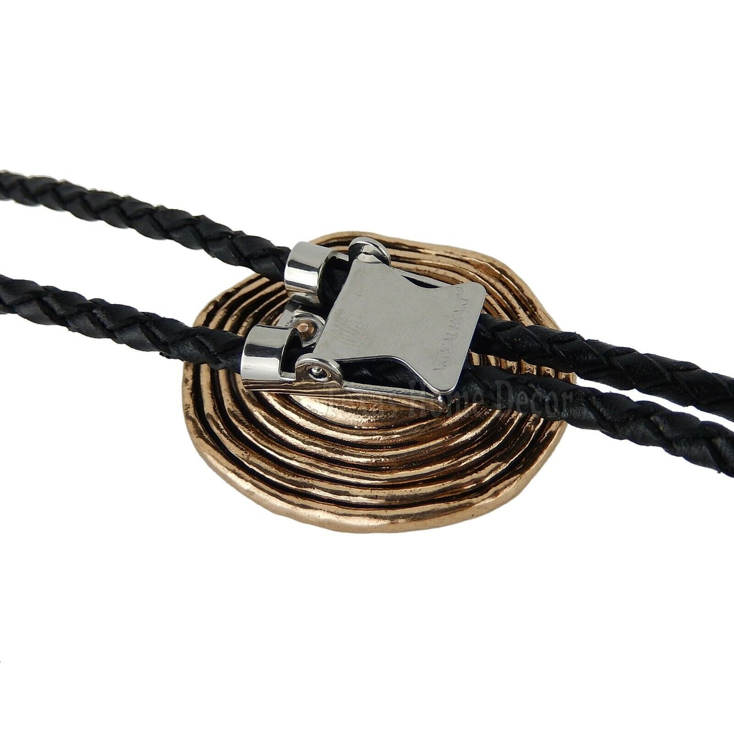 Obsidian Bolo Tie Real Gold Plated 38" Adjustable Leather Cord