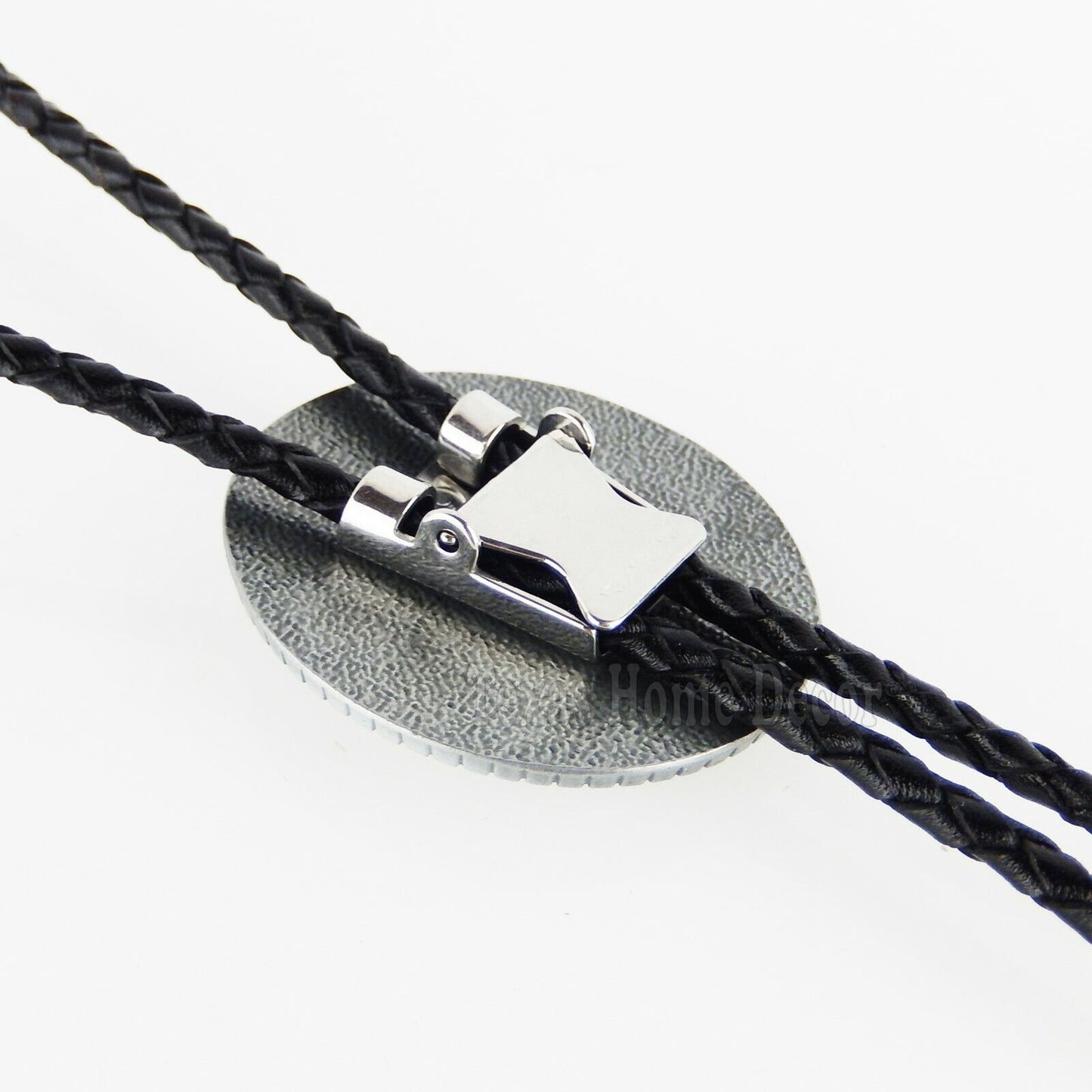 Western Oval Star Bolo Tie Antique Silver 38" Adjustable Leather Cord Enamel