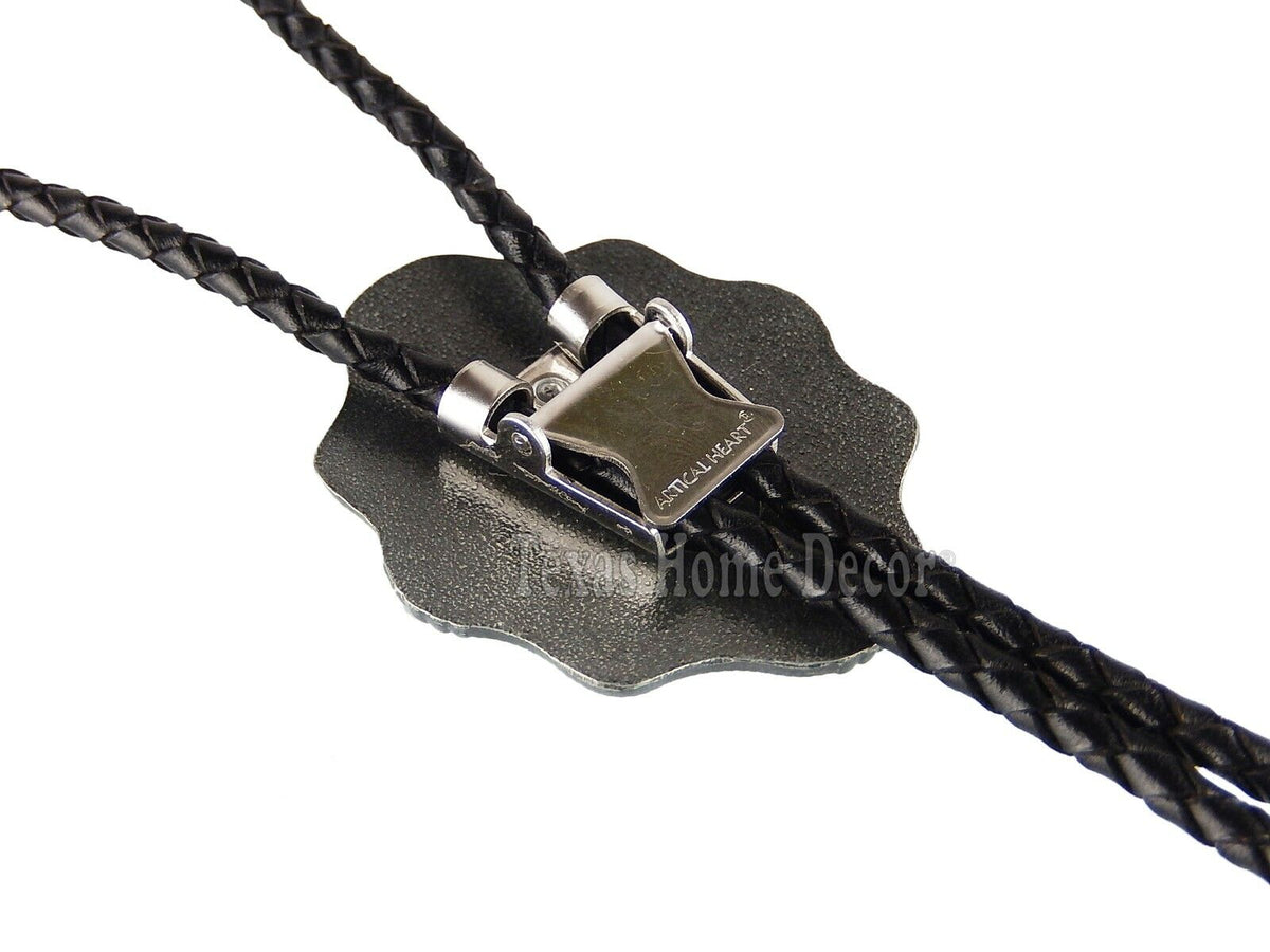 Initial Letter "D" Bolo Tie Western 38" Genuine Leather Cord Detailed Tips