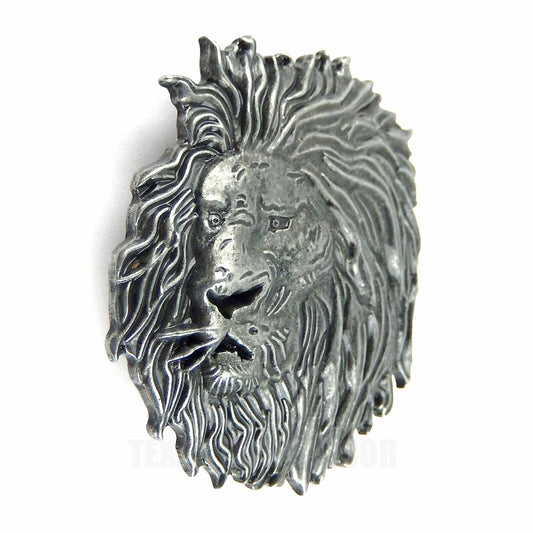 Lion Head Belt Buckle Antique Silver Finish Wildlife Safari Fits 1.5" Belts