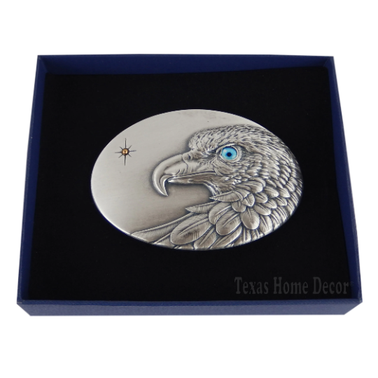 American Eagle Belt Buckle Real Silver Plated Blue Eye Fits Belts 1.5 inch Belts