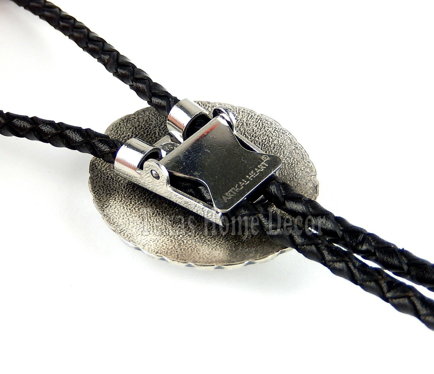 Southwestern Turquoise Bolo Tie Real Silver Plated 38" Adjustable Leather Cord