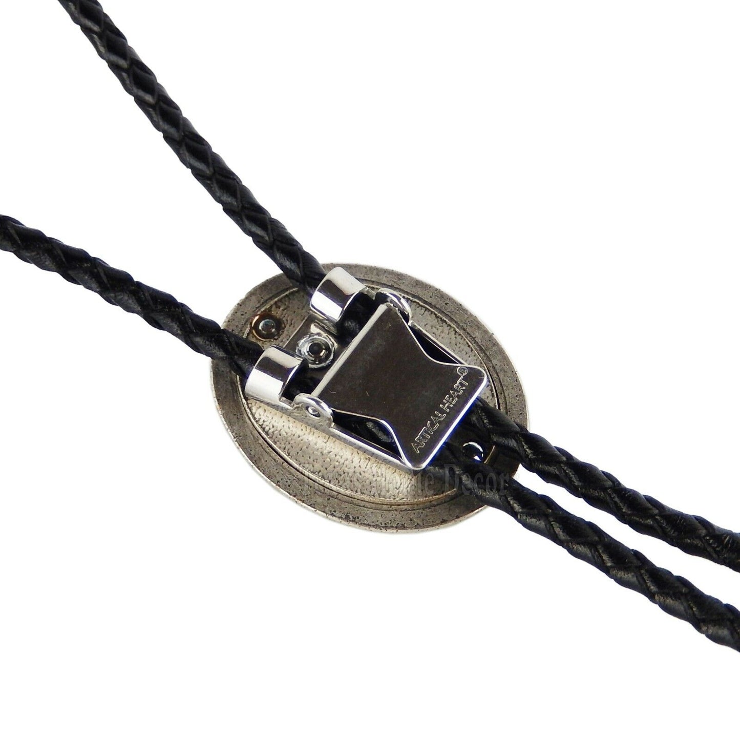 Black Obsidian Stone Bolo Tie Real Silver Plated 38" Adjustable Leather Cord