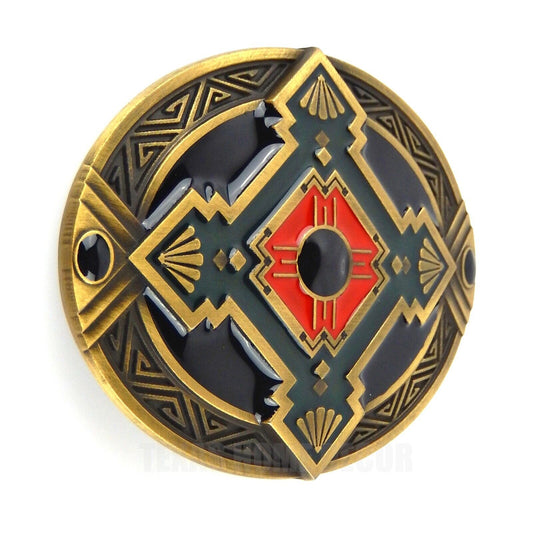 Aztec Southwestern Belt Buckle Bronze Plated Enamel Color Inlay Fits 1.5" Belts