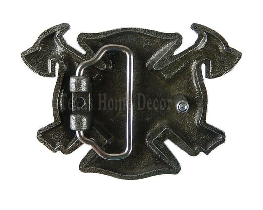 Firefighter Men's Belt Buckle Silver Tone Fits 1.5" Belts Red Black Enamel