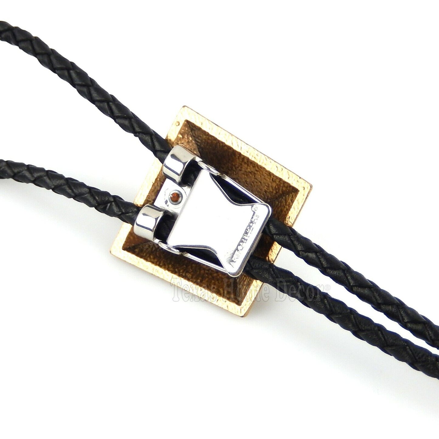 Pyramid Labradorite Stone Bolo Tie Real Gold Plated 38" Adjustable Leather Cord