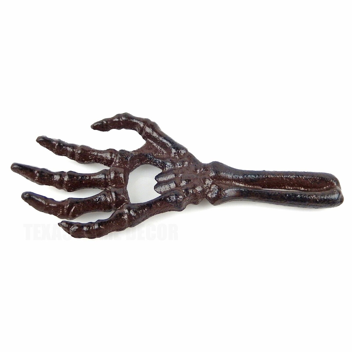 Cast Iron Skeleton Hand Beer Bottle Opener Antique Brown Rustic Finish Hand Held