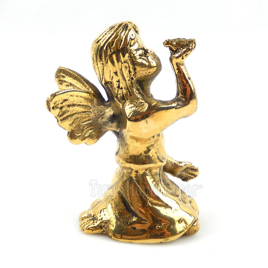 Angel Sitting Fairy Pixie Cherub Bird Figurine Statue Solid Brass 2 3/8"