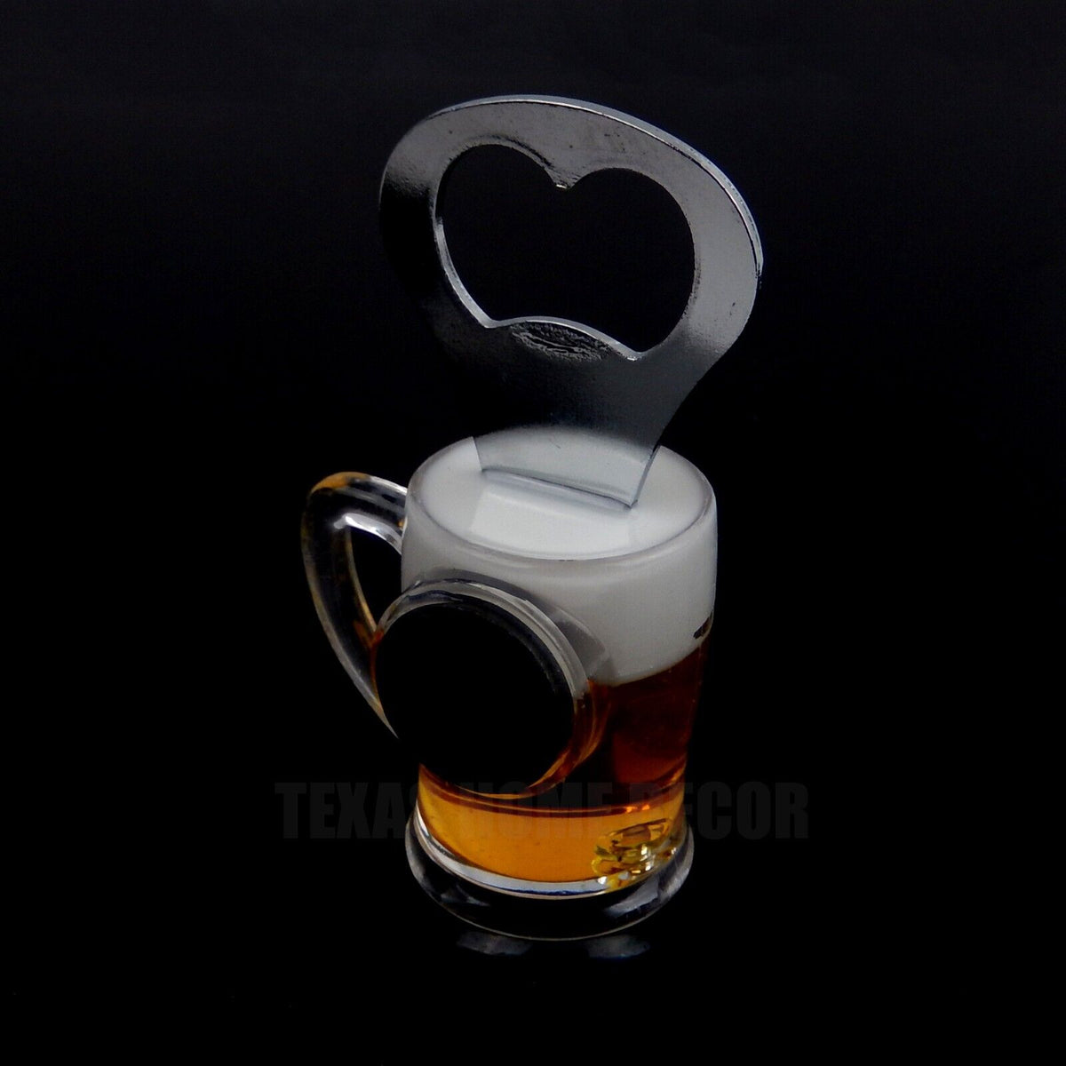 Foamy Beer Mug Bottle Opener Hand Held Liquid Filled Fridge Magnet Bar Man Cave