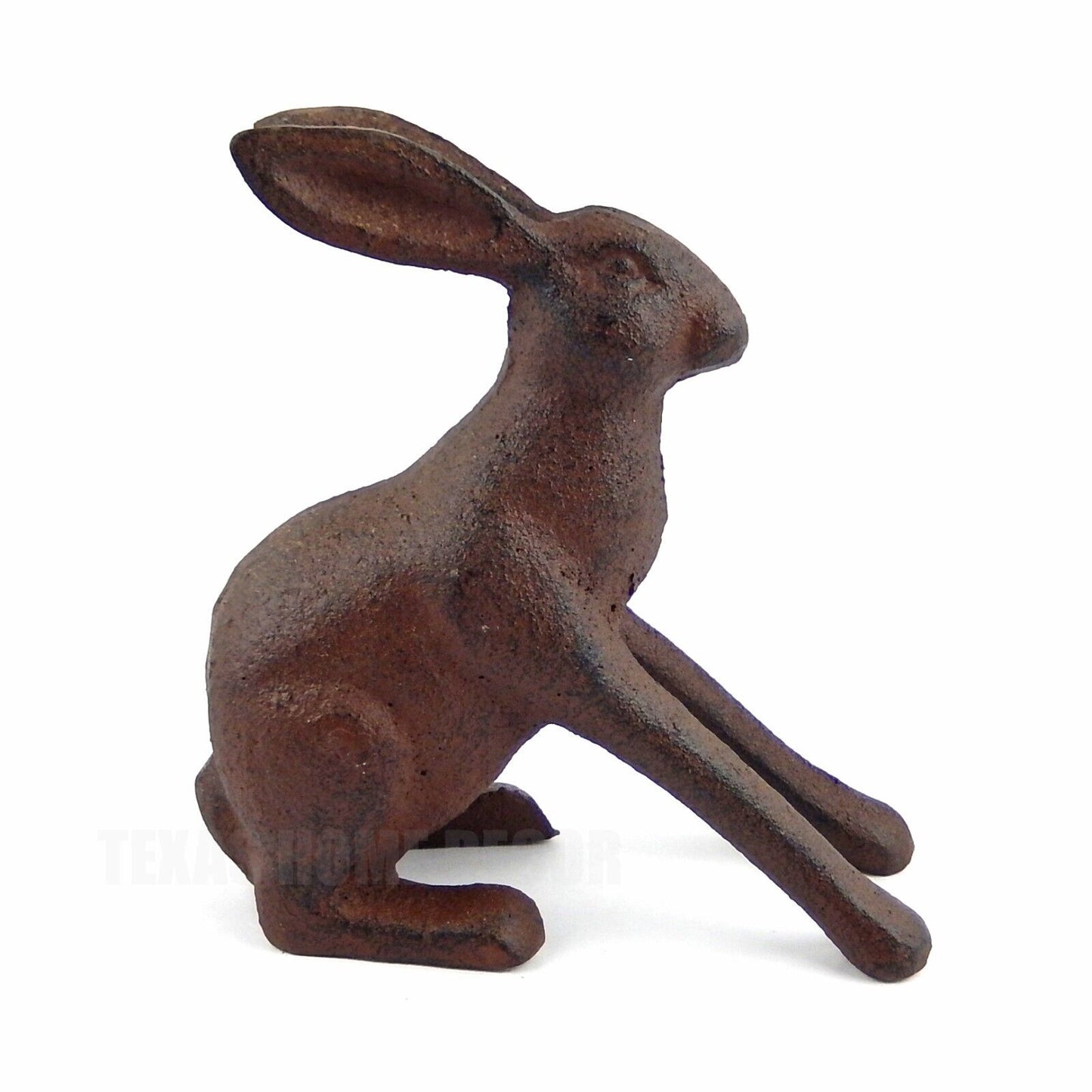 Sitting Bunny Rabbit Cast Iron Figurine Garden Porch Statue Rustic Brown 5.5 in