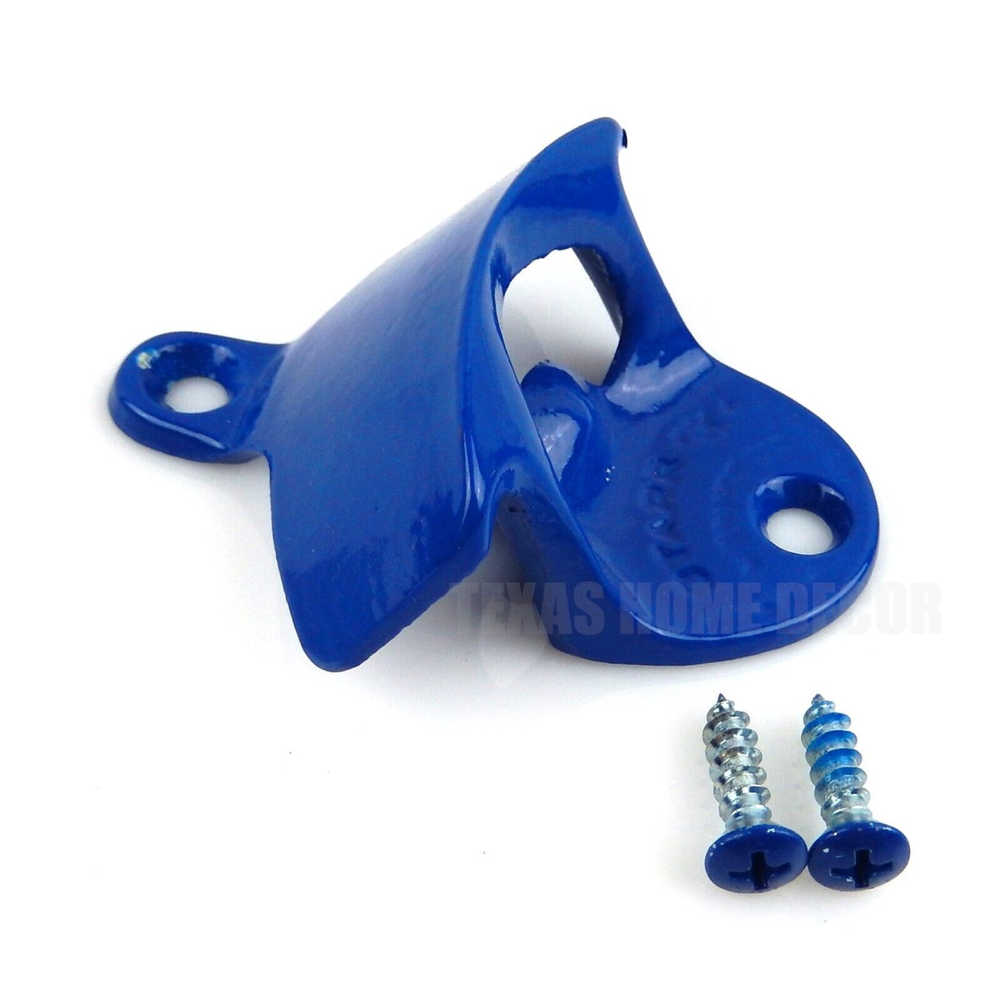 Plain Blue Beer Bottle Opener With Blue Plastic Cap Catcher Set Starr With Screws