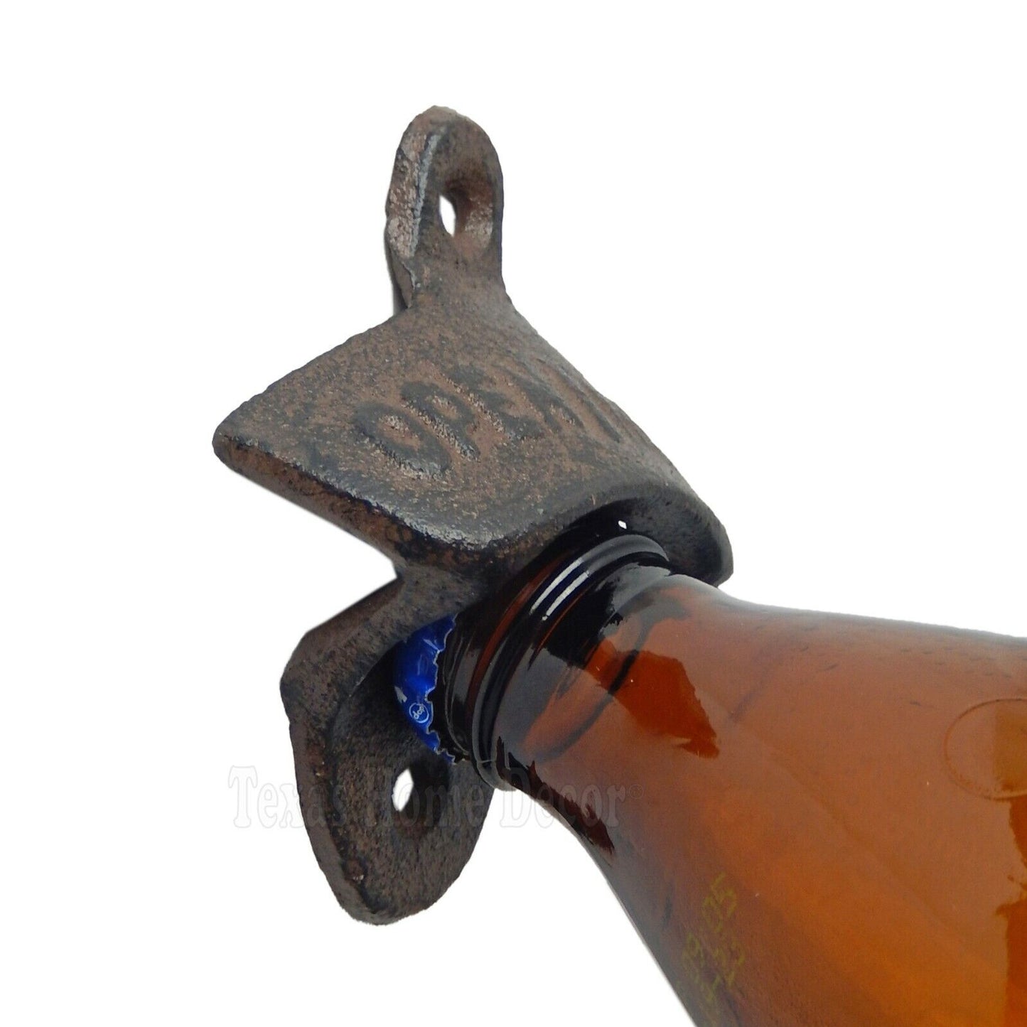 Rustic Open Here Beer Soda Bottle Opener Cast Iron Wall Mounted Antique Style