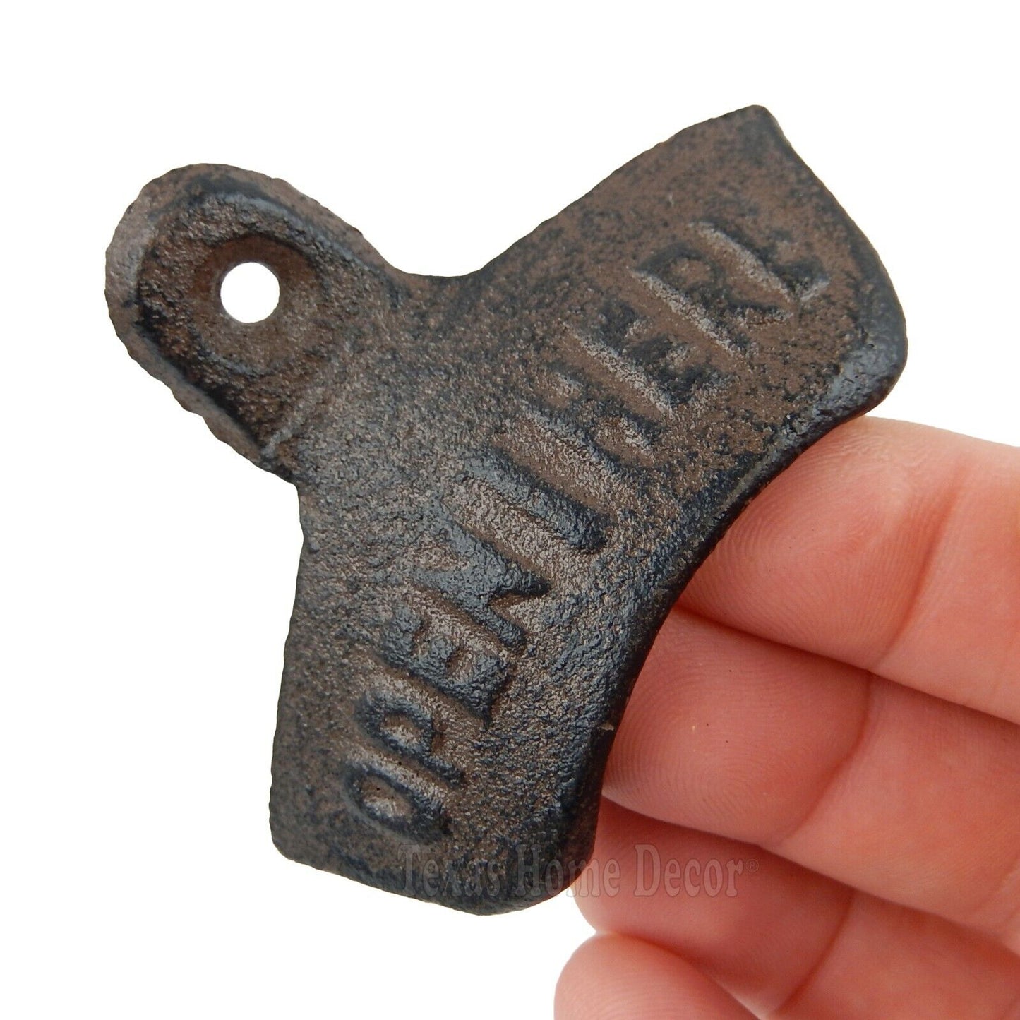 Rustic Open Here Beer Soda Bottle Opener Cast Iron Wall Mounted Antique Style