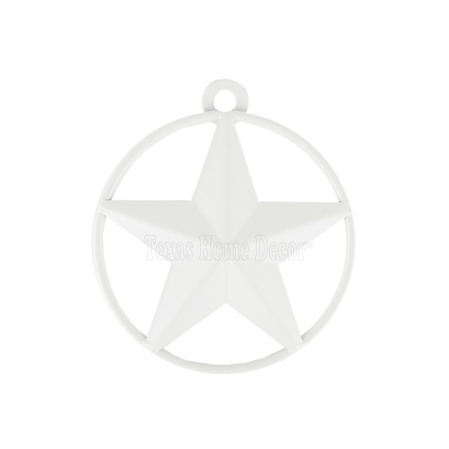White Tiny Small Barn Star with Smooth Ring 3 inch Tin Metal Matte Finish