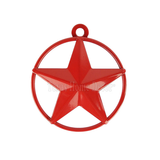Red Tiny Small Barn Star with Smooth Ring 3 inch Tin Metal Glossy Finish Crafts