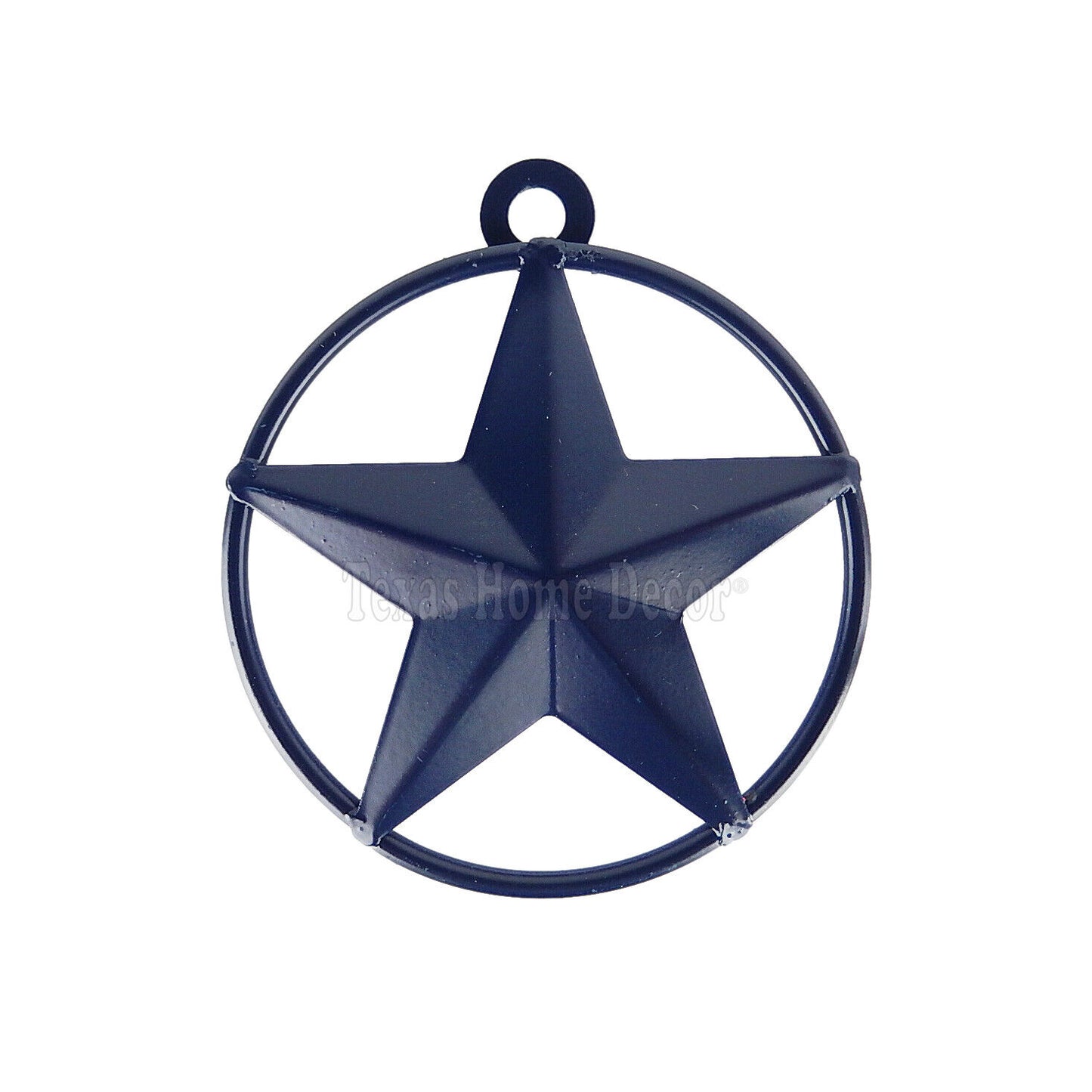 Navy Blue Tiny Small Barn Star with Smooth Ring 3 inch Tin Metal Glossy Finish