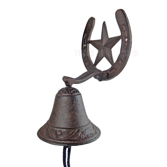 Horseshoe Star Farm Dinner Bell Cast Iron Wall Mounted Rustic Country Western