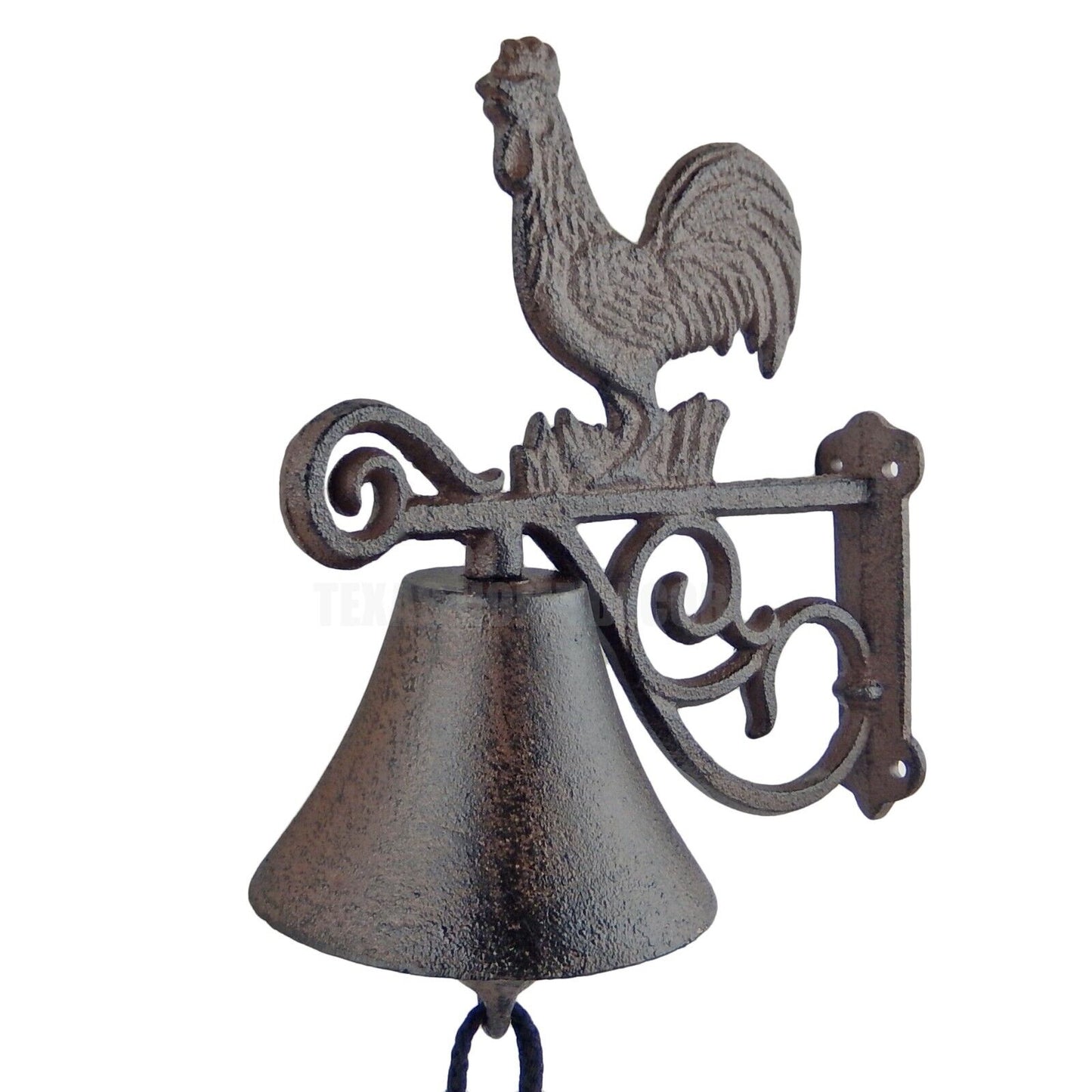 Rooster Scrolls Farm Dinner Bell Cast Iron Wall Mounted Rustic Country Western