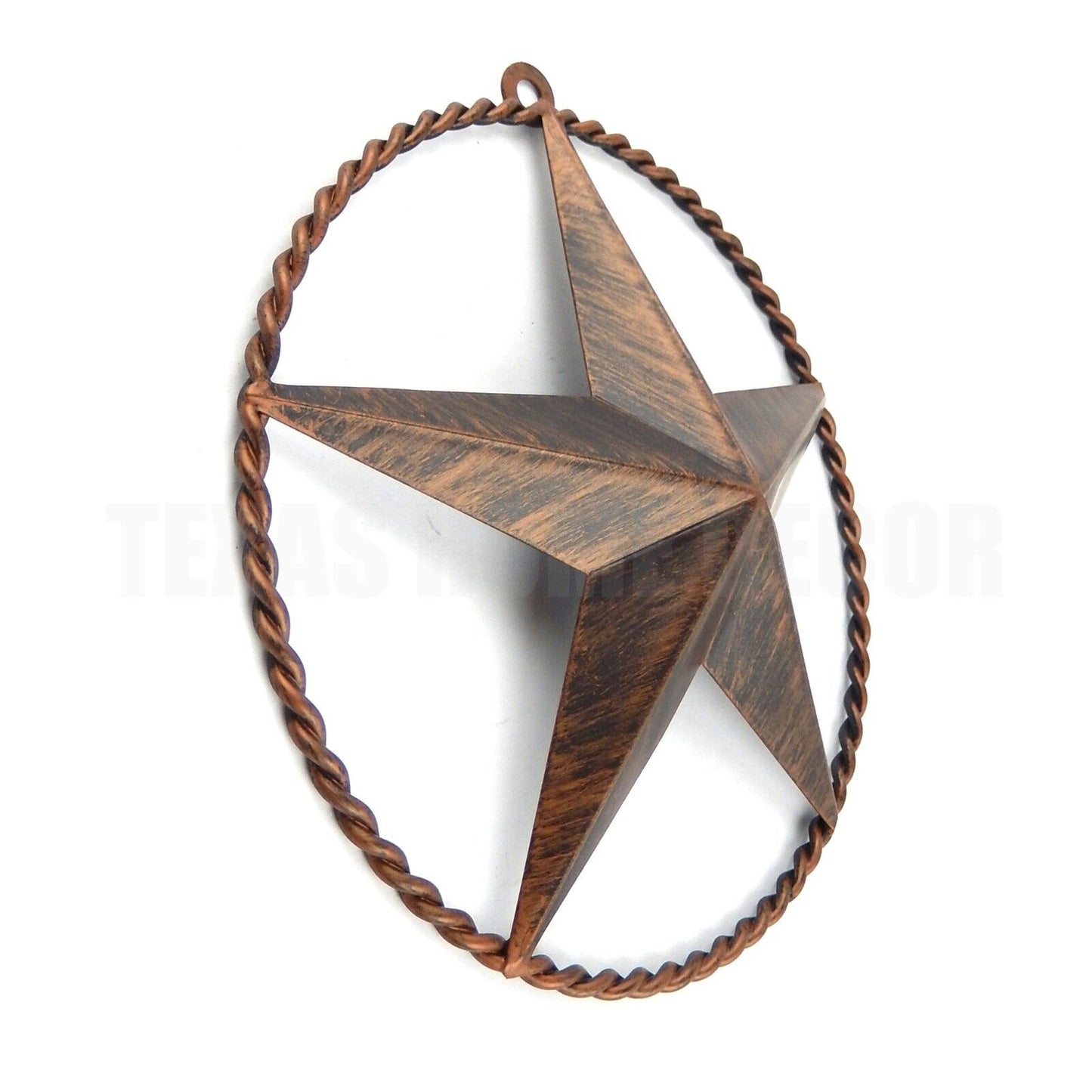 Small Texas Barn Star Twisted Ring Wall Decor Tin Metal Bronze Finish 6 1/4 inch