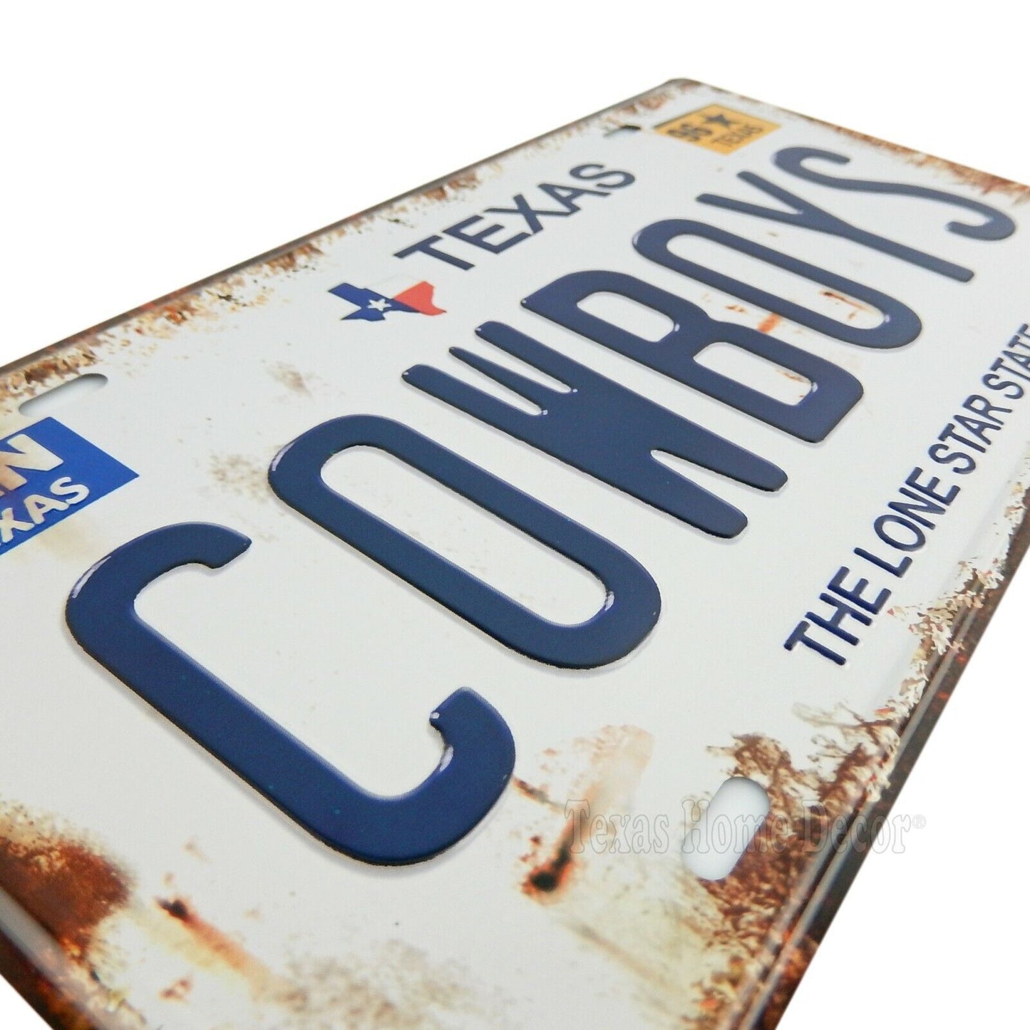 Rustic Dallas Cowboys License Plate Embossed Tin Metal Texas The Lone Star State