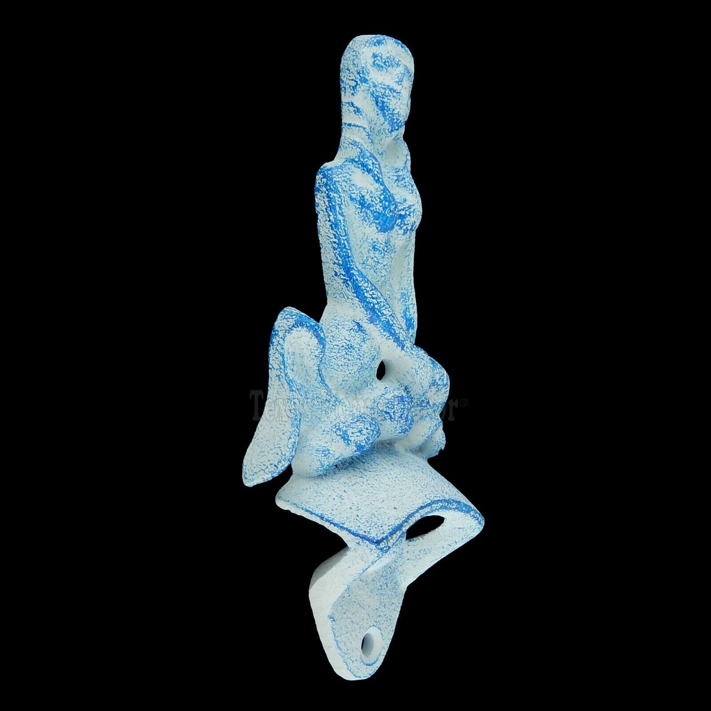 Mermaid Bottle Opener Cast Iron Nautical Wall Mounted Blue