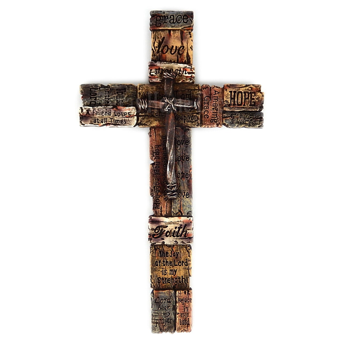 Inspirational Messages Tile Wall Cross Polyresin Hand Painted Religious 12 inch