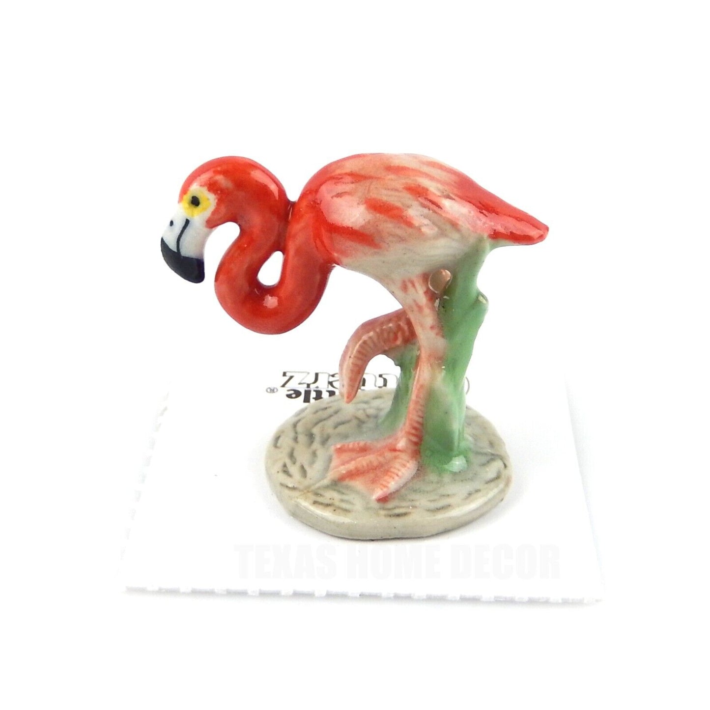 Little Critterz Miniature Collector Pink Flamingo "Wade" Bird Porcelain Figurine