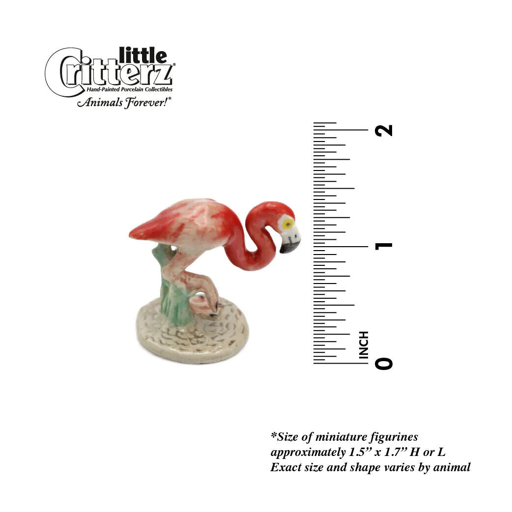 Little Critterz Miniature Collector Pink Flamingo "Wade" Bird Porcelain Figurine