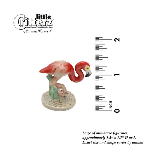 Little Critterz Miniature Collector Pink Flamingo "Wade" Bird Porcelain Figurine