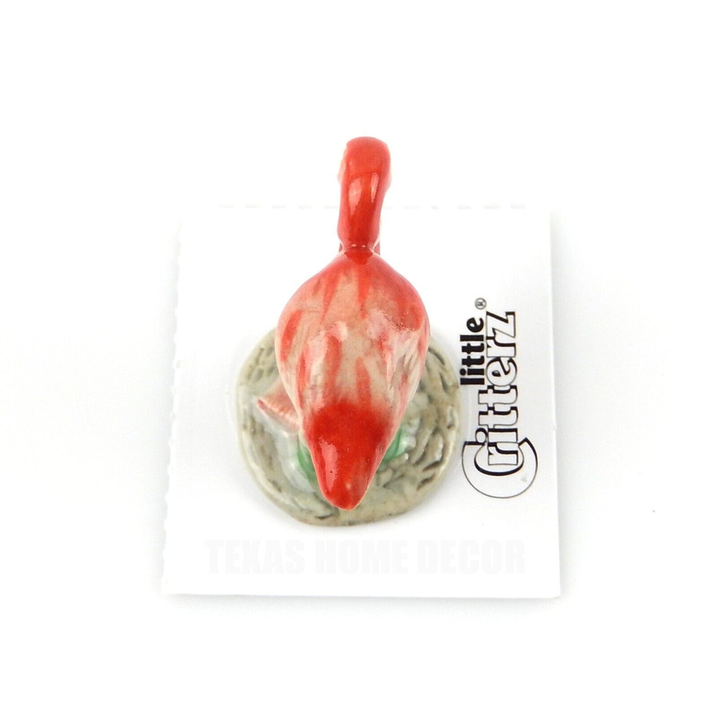 Little Critterz Miniature Collector Pink Flamingo "Wade" Bird Porcelain Figurine