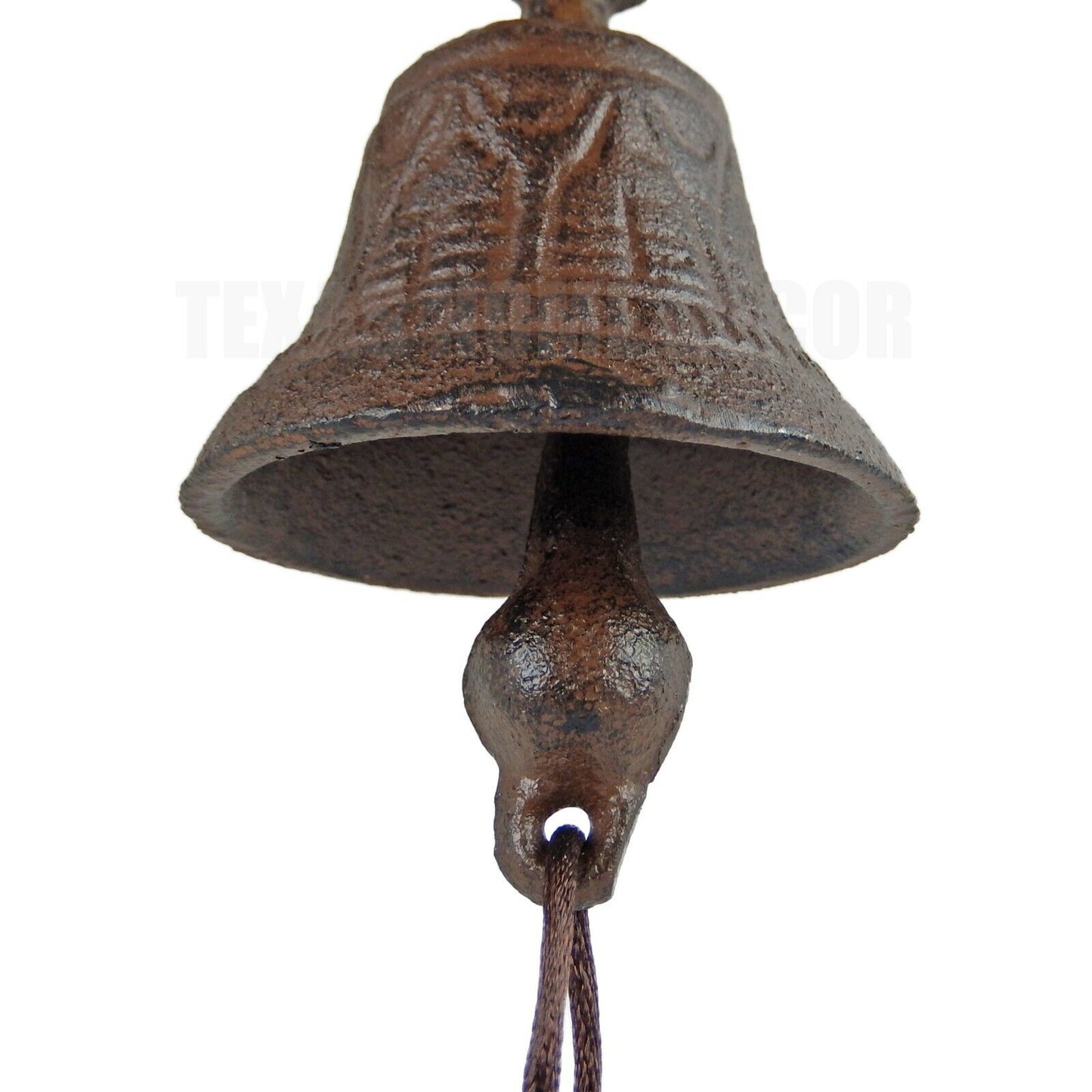Small Bird Dinner Bell With Vines Cast Iron Antique Style Rustic Brown Finish