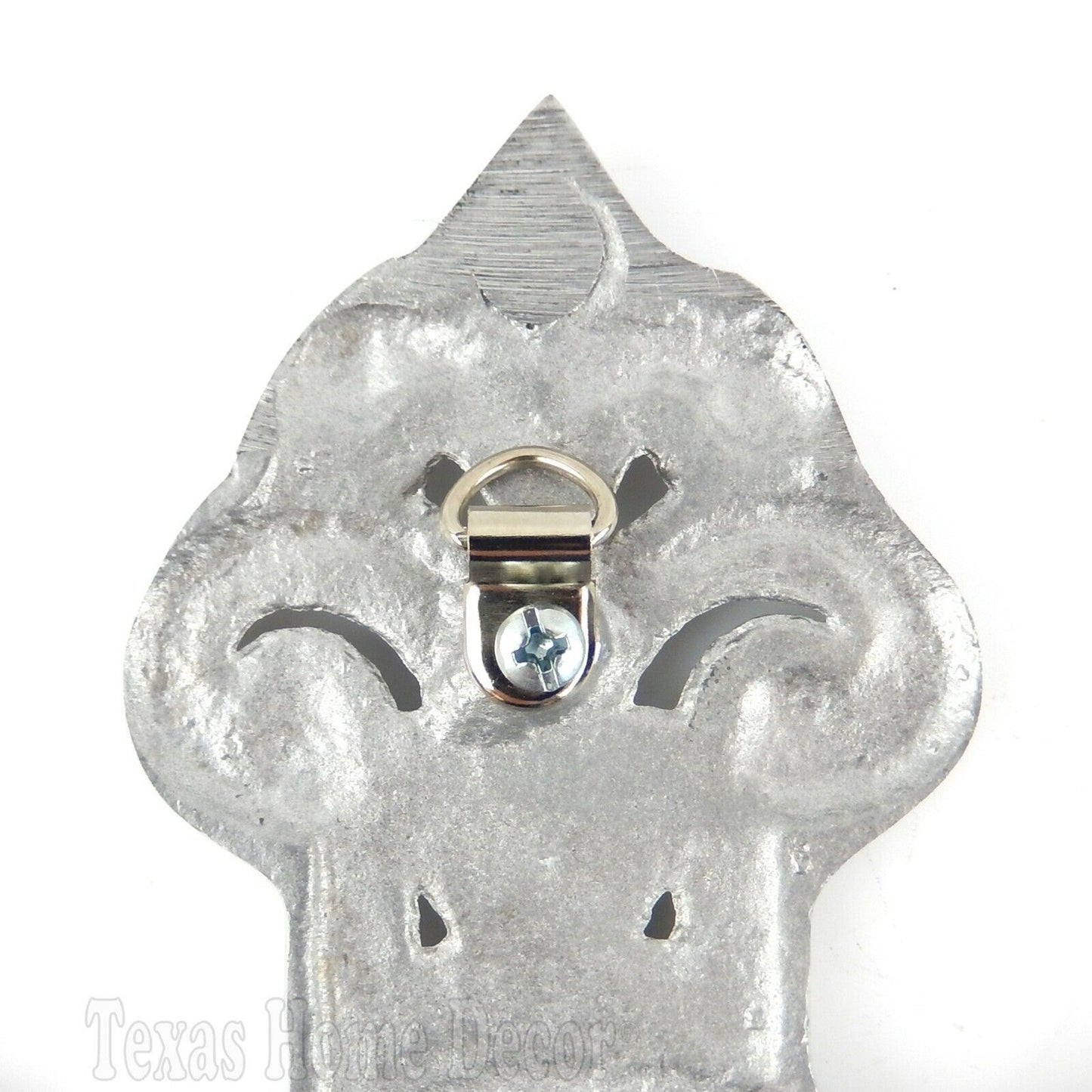 Fleur De Lis Silver Wall Cross Polished Aluminum Floral Flower Gift 12.5" Tall