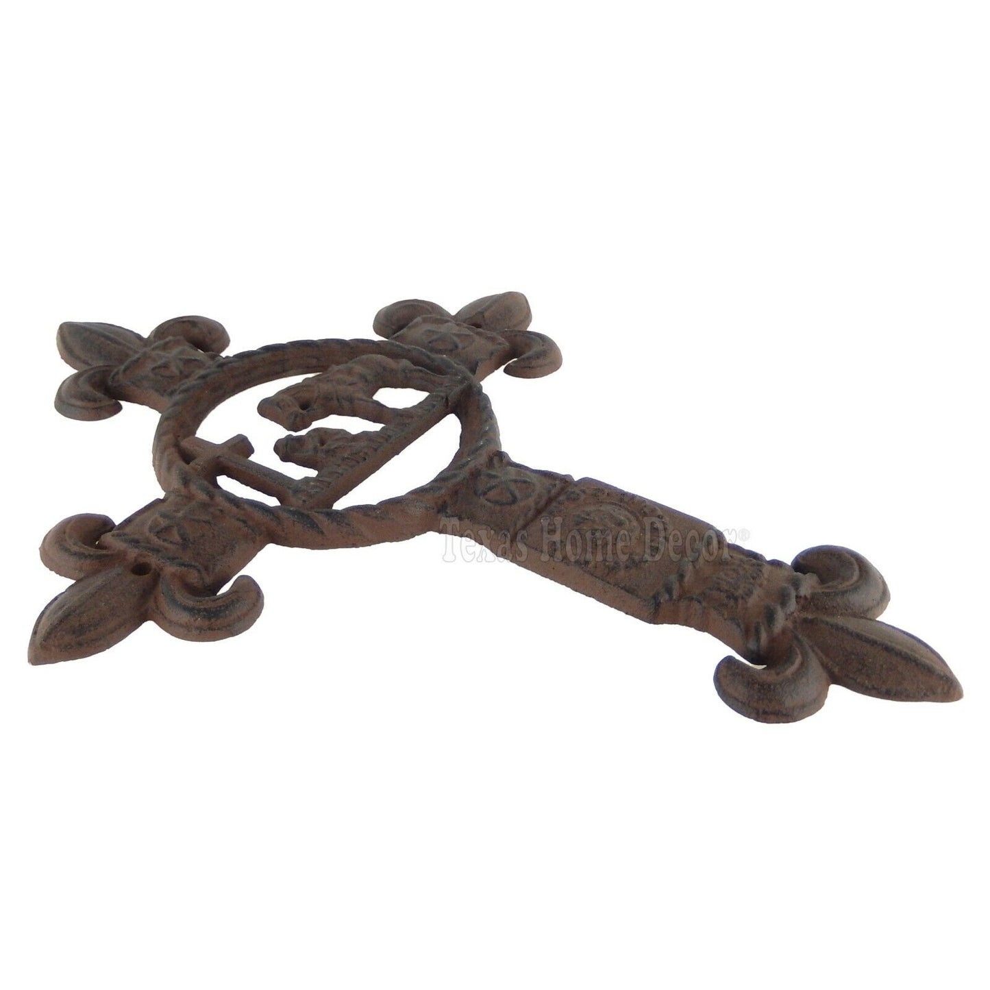 Cowboy Kneeling Praying Wall Cross Cast Iron Rustic Western Decor Fleur De Lis