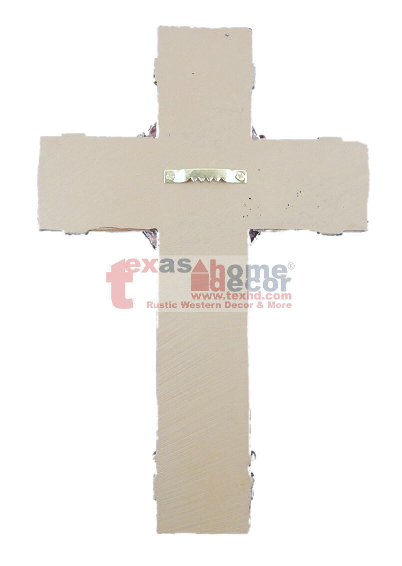 Turquoise Beaded Star Horseshoe Wall Cross Faux Wood Bless Barbed Wire Western