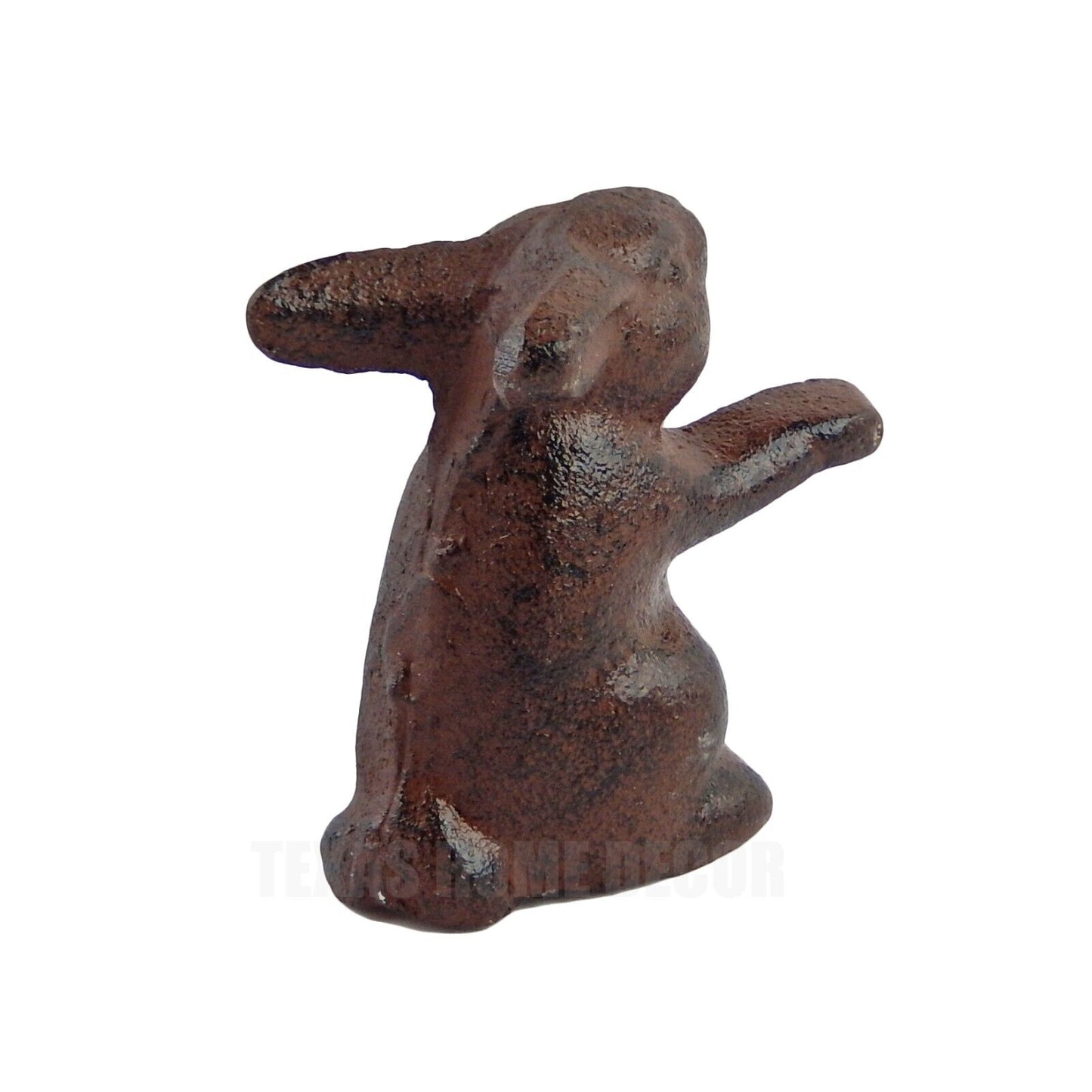 Sitting Little Baby Bunny Rabbit Figurine Cast Iron Paperweight Rustic Brown
