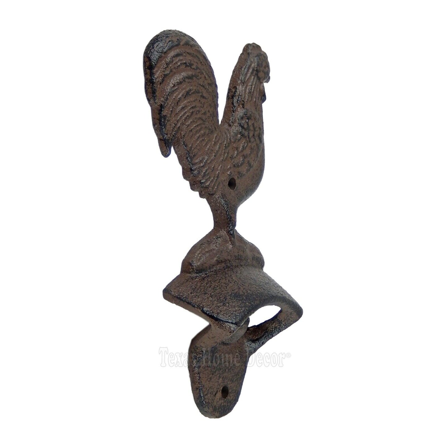 Rooster Beer Bottle Opener Wall Mounted Rustic Cast Iron Antique Style Country