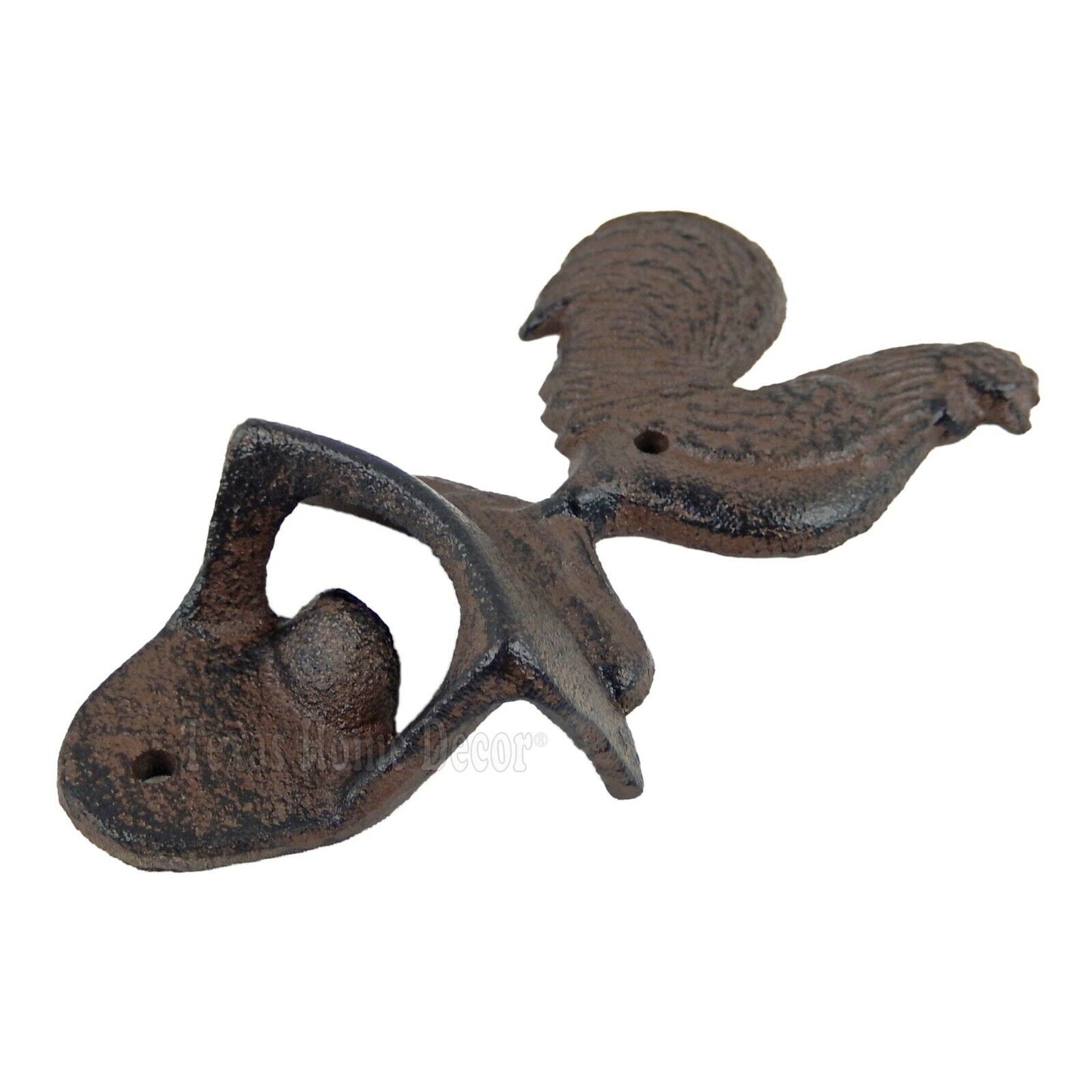 Rooster Beer Bottle Opener Wall Mounted Rustic Cast Iron Antique Style Country