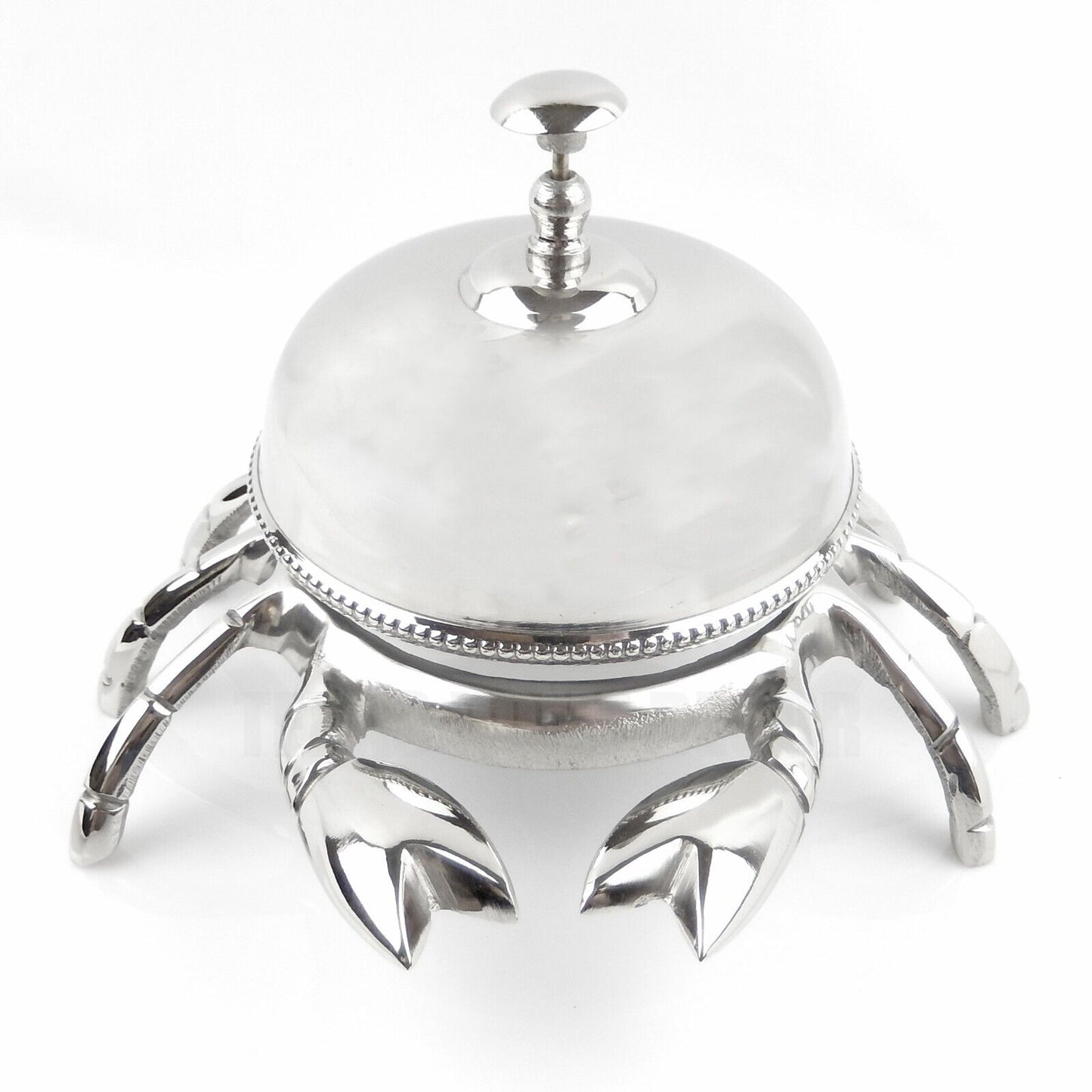 Large Crab Hotel Desk Bell Help Service Polished Aluminum Nautical Beach 6"