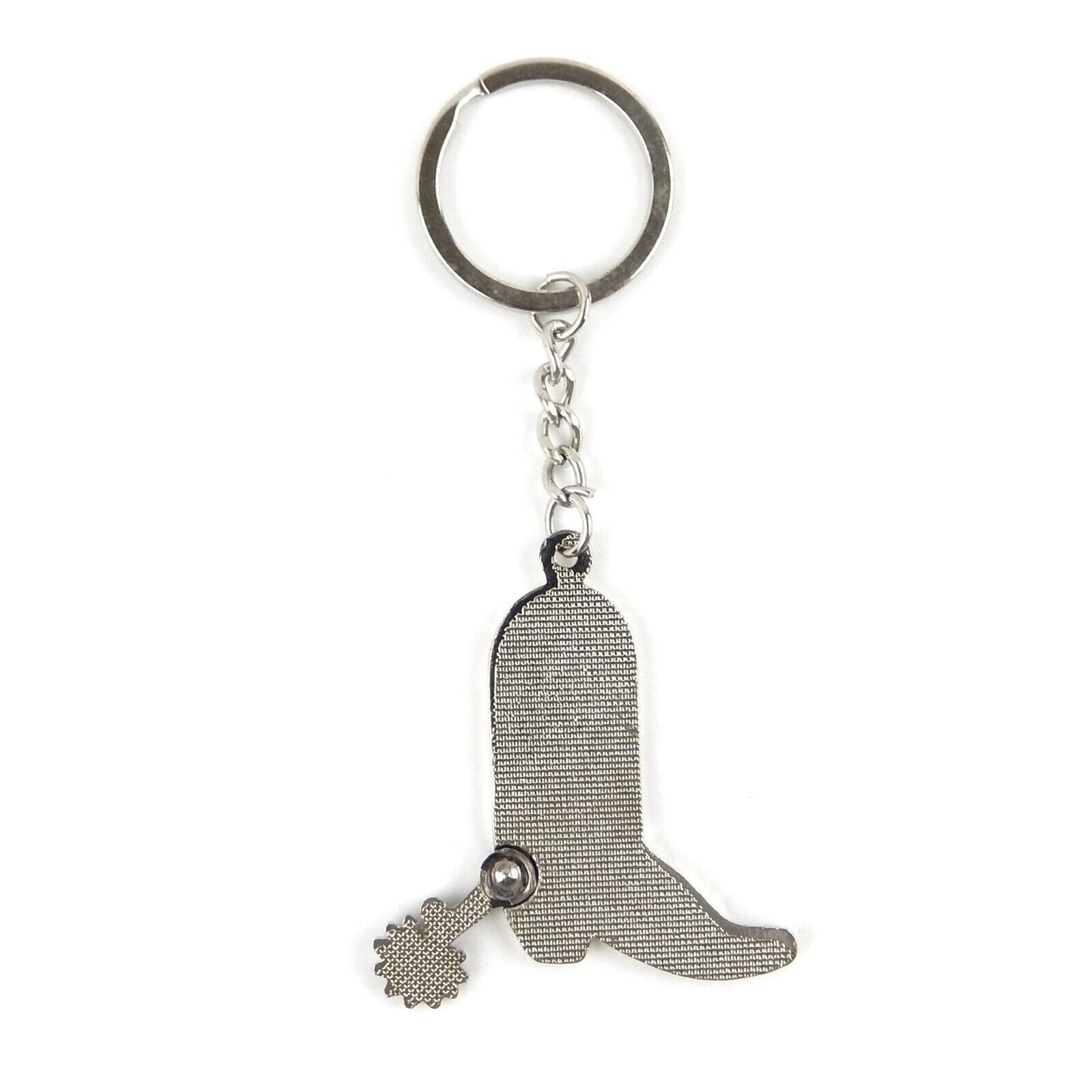 Metal Texas Flag Boot Spur Keychain Split Ring Enamel Color Inlay