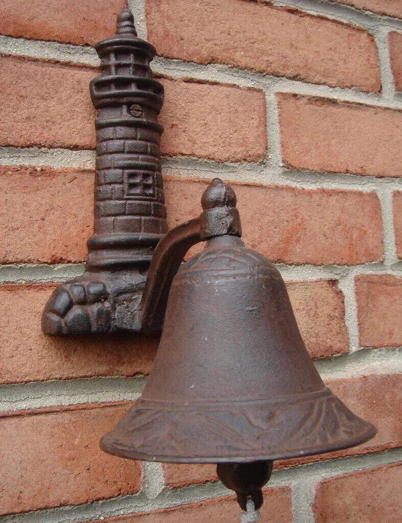 Lighthouse Dinner Bell Heavy Duty Cast Iron Antique Style Coastal Nautical Decor